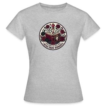Dunkle Romantik: Rose, Schwert, Buch - Frauen T-Shirt - Grau meliert - Vorne - AI Model Female 172 dark (172cm)