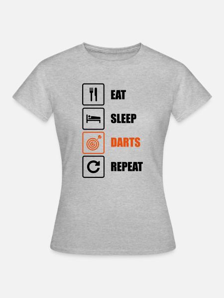 Eat. Sleep. Darts. Repeat - Frauen T-Shirt - Grau meliert