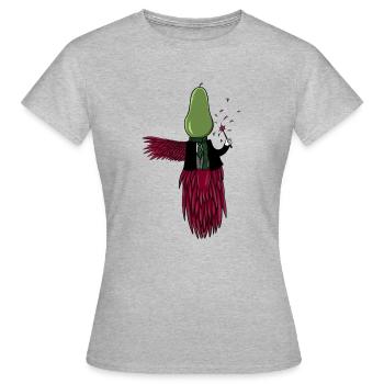 Pear-Zauberer-Papagei - Frauen T-Shirt - Grau meliert - Vorne - AI Model Female 172 dark (172cm)