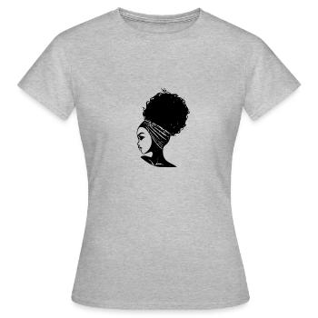 NAPPI GIRL 002 - Frauen T-Shirt - Grau meliert - Vorne - AI Model Female 172 dark (172cm)