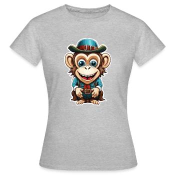 Lederhosen / Animal / Traditional costume / Tradition / Monkey - Women's T-Shirt - heather grey - Front - AI Model Female 172 dark (172cm)