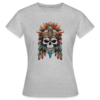 Mayan / Hochkultur / Peru / Maya Kalender / Motiv - Frauen T-Shirt - Grau meliert - Vorne - AI Model Female 172 dark (172cm)