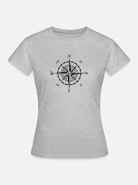 Kompass - Windrose - Frauen T-Shirt - Grau meliert