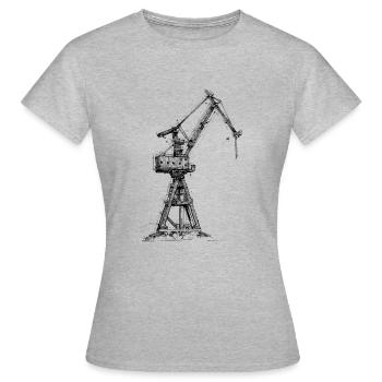 Dessin de grue portuaire - T-shirt Femme - gris chiné - Devant - AI Model Female 172 dark (172cm)