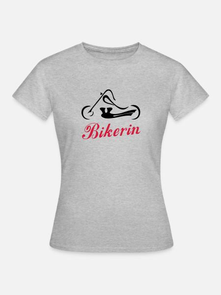Bikerin - Frauen T-Shirt - Grau meliert