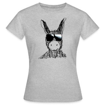 Esel, Stofftier,Aquarell,Zeichnung,sonnenbrille - Frauen T-Shirt - Grau meliert - Vorne - AI Model Female 172 dark (172cm)