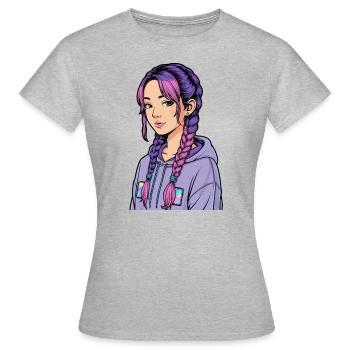 Anime Woman - Women's T-Shirt - heather grey - Front - AI Model Female 172 dark (172cm)