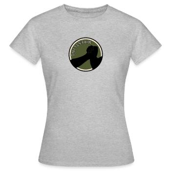 Homme fort Homme fort bras de fer - T-shirt Femme - gris chiné - Devant - AI Model Female 172 dark (172cm)