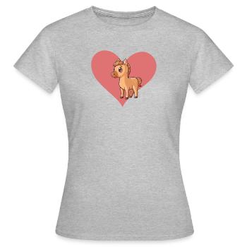 Pferd Ponyhof - Frauen T-Shirt - Grau meliert - Vorne - AI Model Female 172 dark (172cm)