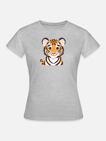 Tiger Wild Cat - Frauen T-Shirt - Grau meliert