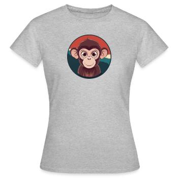 Affe Affen Zootier - Frauen T-Shirt - Grau meliert - Vorne - AI Model Female 172 dark (172cm)