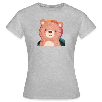 Baer Teddybär Braunbär - Frauen T-Shirt - Grau meliert - Vorne - AI Model Female 172 dark (172cm)