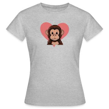 Affe Zootier Monkey - Frauen T-Shirt - Grau meliert - Vorne - AI Model Female 172 dark (172cm)