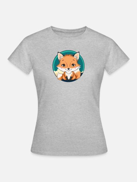 Fuchs Waldtier Fox - Frauen T-Shirt - Grau meliert