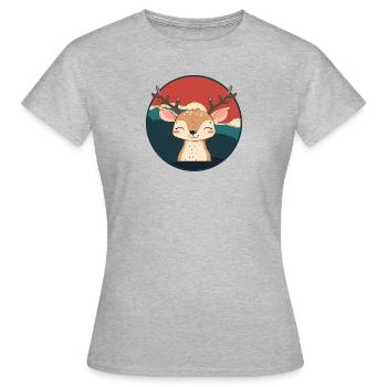 Hirsch Elch Reh - Frauen T-Shirt - Grau meliert - Vorne - AI Model Female 172 dark (172cm)