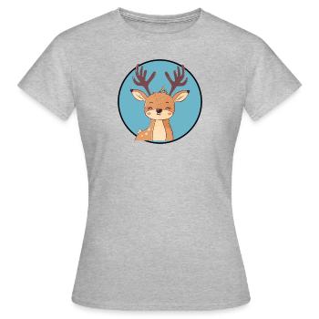 Hirschgeweih Hirsch Waldbewohner - Frauen T-Shirt - Grau meliert - Vorne - AI Model Female 172 dark (172cm)