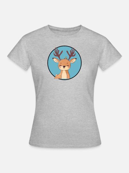 Hirschgeweih Hirsch Waldbewohner - Frauen T-Shirt - Grau meliert