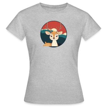 Bois de cerf Cerf Chevreuil Chevreuil - T-shirt Femme - gris chiné - Devant - AI Model Female 172 dark (172cm)