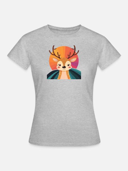 Hirsch Waldbewohner - Frauen T-Shirt - Grau meliert