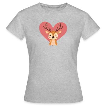 Cerf Cerf Bois Chevreuil Chevreuil - T-shirt Femme - gris chiné - Devant - AI Model Female 172 dark (172cm)