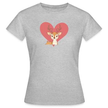 Cerf, Orignal, Fauve - T-shirt Femme - gris chiné - Devant - AI Model Female 172 dark (172cm)