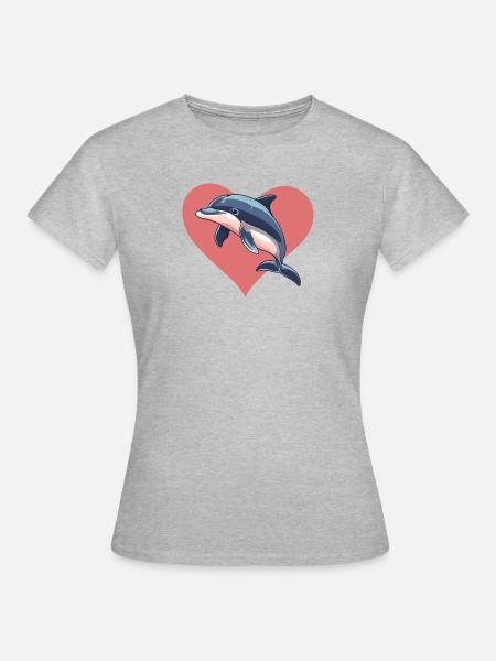 Delfin Meerestiere Riff - Frauen T-Shirt - Grau meliert