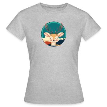 Bois de cerf Habitants de la forêt - T-shirt Femme - gris chiné - Devant - AI Model Female 172 dark (172cm)