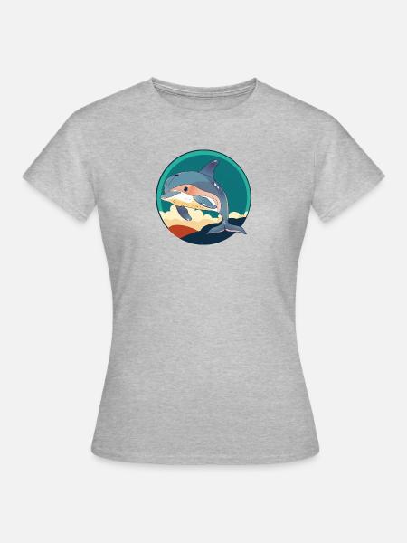 Delfin Meeresbewohner - Frauen T-Shirt - Grau meliert
