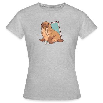 Walross Meeresbewohner Seekuh - Frauen T-Shirt - Grau meliert - Vorne - AI Model Female 172 dark (172cm)