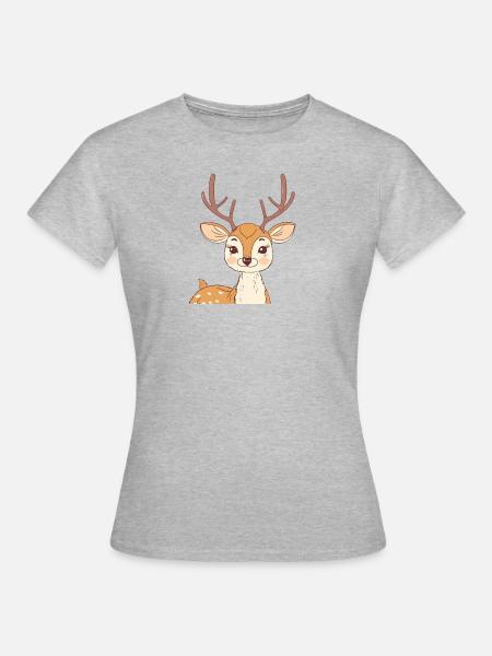Hirsch Reh Rehkitz - Frauen T-Shirt - Grau meliert
