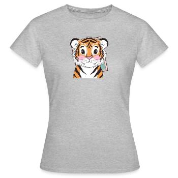Tiger Cheetah Domestic Cat - Women's T-Shirt - heather grey - Front - AI Model Female 172 dark (172cm)