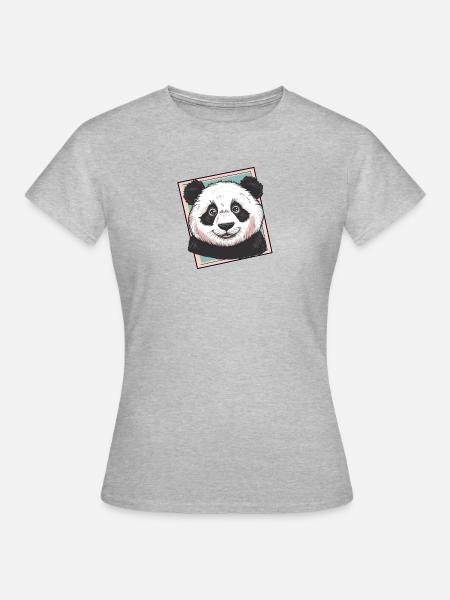 Panda Pandabär - Frauen T-Shirt - Grau meliert