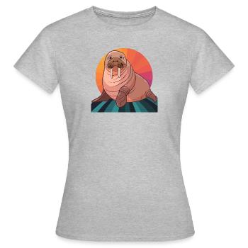 Morse Animaux marins Animaux - T-shirt Femme - gris chiné - Devant - AI Model Female 172 dark (172cm)