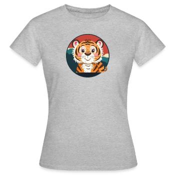 Chat domestique tigre - T-shirt Femme - gris chiné - Devant - AI Model Female 172 dark (172cm)