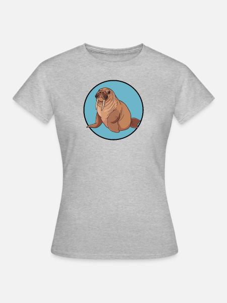 Walross Meerestiere - Dame-T-shirt - grå meleret