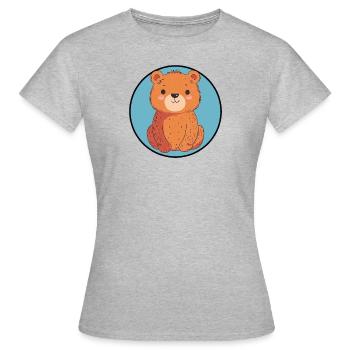 Baer Braunbär Grizzly - Frauen T-Shirt - Grau meliert - Vorne - AI Model Female 172 dark (172cm)