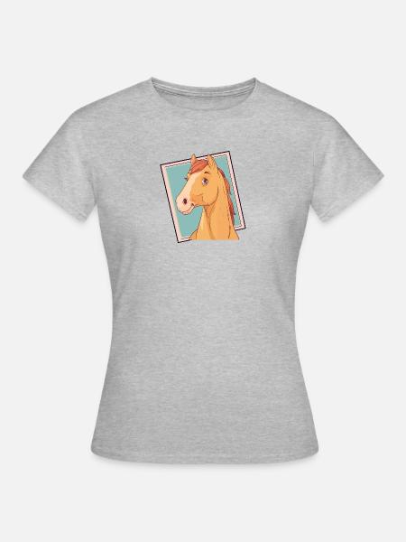 Pferde Ponyhof Ross - Frauen T-Shirt - Grau meliert