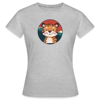 Tiger Wild Cat Cheetah - Women's T-Shirt - heather grey - Front - AI Model Female 172 dark (172cm)