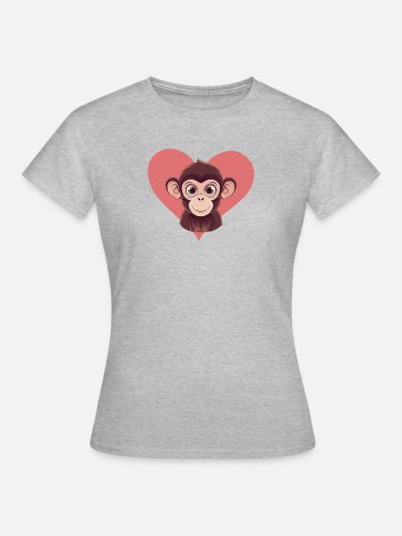 Affe Zootier - Frauen T-Shirt - Grau meliert