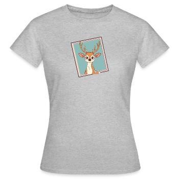 Bois de cerf Forêt Fauve - T-shirt Femme - gris chiné - Devant - AI Model Female 172 dark (172cm)