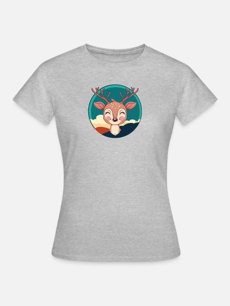 Hirsch Hirschgeweih Waldbewohner - Frauen T-Shirt - Grau meliert