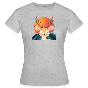 Cerf Cerf Bois Fauve - T-shirt Femme - gris chiné - Devant - AI Model Female 172 dark (172cm)