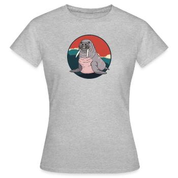 Morse Animal marin - T-shirt Femme - gris chiné - Devant - AI Model Female 172 dark (172cm)