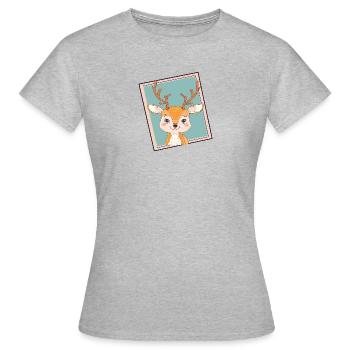 Hirschgeweih Reh - Frauen T-Shirt - Grau meliert - Vorne - AI Model Female 172 dark (172cm)