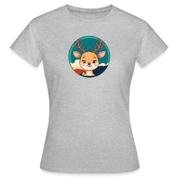 Bois de cerf Forêt de cerfs - T-shirt Femme - gris chiné - Devant - AI Model Female 172 dark (172cm)