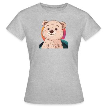 Baer Braunbär Waldtier - Frauen T-Shirt - Grau meliert - Vorne - AI Model Female 172 dark (172cm)