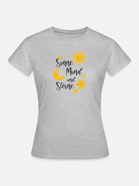 Sonne Mond und Sterne - Frauen T-Shirt - Grau meliert