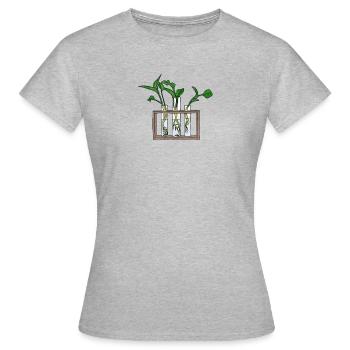 CHIMISTE DES PLANTES | Laboratoire | Grow | Tube à essai - T-shirt Femme - gris chiné - Devant - AI Model Female 172 dark (172cm)