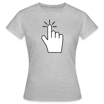 Click Here - Zeigefinger Klick Symbol - Frauen T-Shirt - Grau meliert - Vorne - AI Model Female 172 dark (172cm)