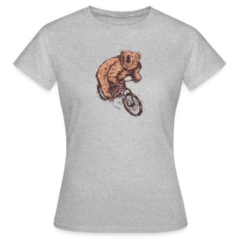 CYCLIST BEAR - Frauen T-Shirt - Grau meliert - Vorne - AI Model Female 172 dark (172cm)